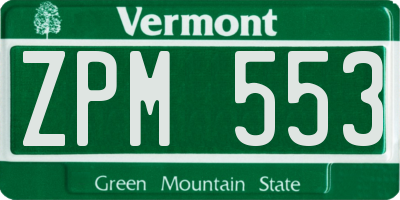 VT license plate ZPM553
