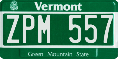 VT license plate ZPM557