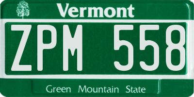 VT license plate ZPM558
