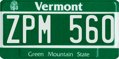 VT license plate ZPM560