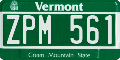 VT license plate ZPM561