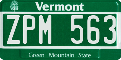 VT license plate ZPM563