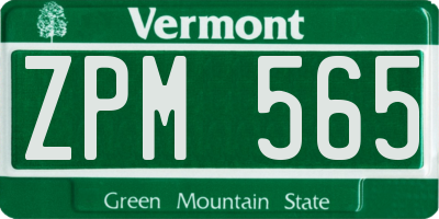 VT license plate ZPM565