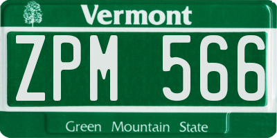 VT license plate ZPM566