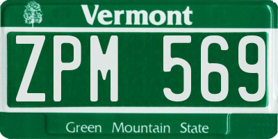 VT license plate ZPM569