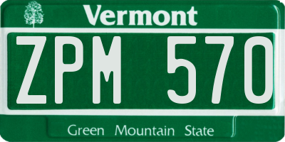 VT license plate ZPM570