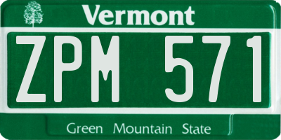 VT license plate ZPM571