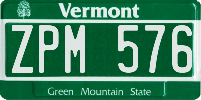VT license plate ZPM576