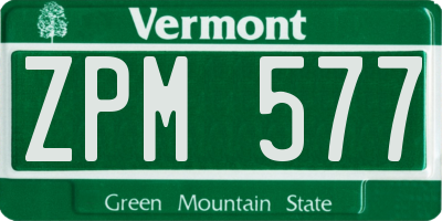 VT license plate ZPM577