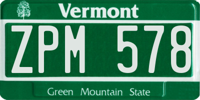 VT license plate ZPM578
