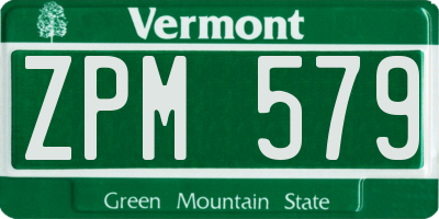 VT license plate ZPM579