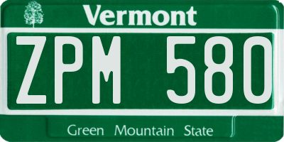 VT license plate ZPM580