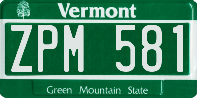 VT license plate ZPM581
