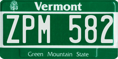 VT license plate ZPM582