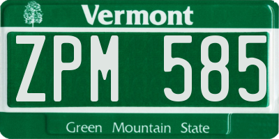 VT license plate ZPM585