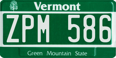 VT license plate ZPM586