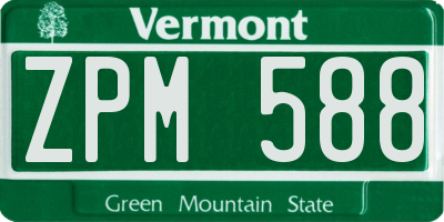 VT license plate ZPM588