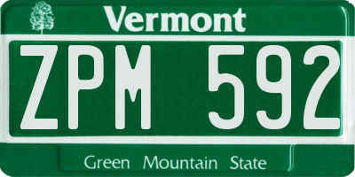 VT license plate ZPM592