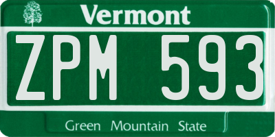 VT license plate ZPM593