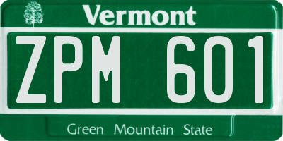 VT license plate ZPM601