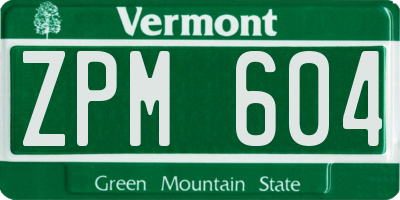 VT license plate ZPM604