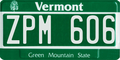 VT license plate ZPM606