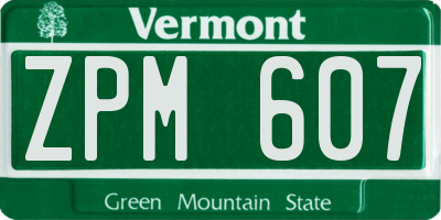 VT license plate ZPM607