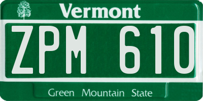 VT license plate ZPM610