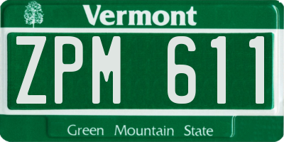 VT license plate ZPM611