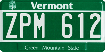 VT license plate ZPM612