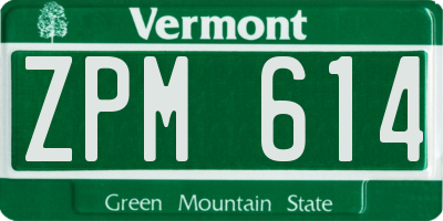 VT license plate ZPM614
