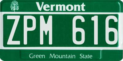VT license plate ZPM616