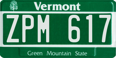 VT license plate ZPM617