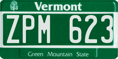 VT license plate ZPM623