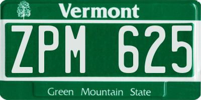 VT license plate ZPM625