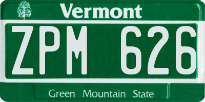 VT license plate ZPM626