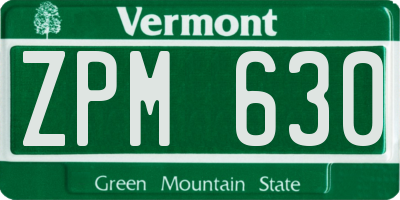 VT license plate ZPM630