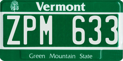 VT license plate ZPM633