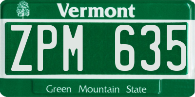 VT license plate ZPM635