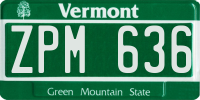 VT license plate ZPM636