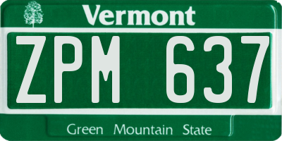 VT license plate ZPM637