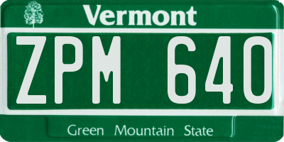 VT license plate ZPM640