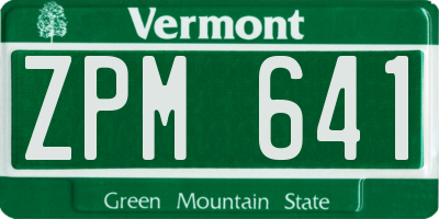 VT license plate ZPM641