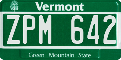 VT license plate ZPM642