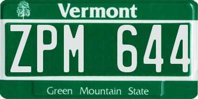 VT license plate ZPM644