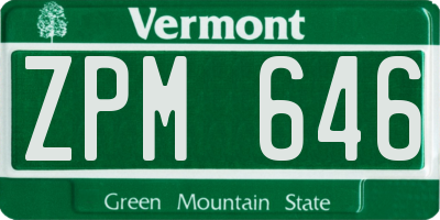 VT license plate ZPM646