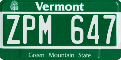 VT license plate ZPM647