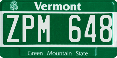 VT license plate ZPM648
