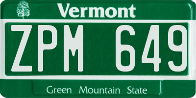 VT license plate ZPM649
