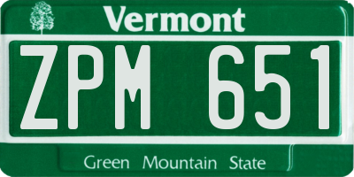 VT license plate ZPM651